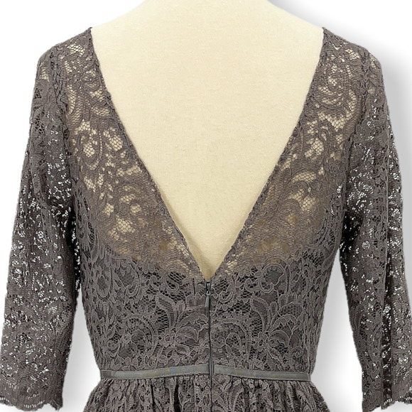 Jenny Yoo Dress Womens 12 Gray Marquis Lace A Line Formal Cocktail Ladies - Picture 7 of 11